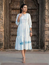 Indiehaat | Blockprinted Cotton Frill Dress White