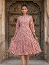 Indiehaat | Blockprinted Cotton Frill Dress Pink