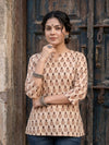 Indiehaat | Handprinted Pure Cotton Top Beige