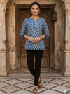 Indiehaat | Handprinted Pure Cotton Top Blue
