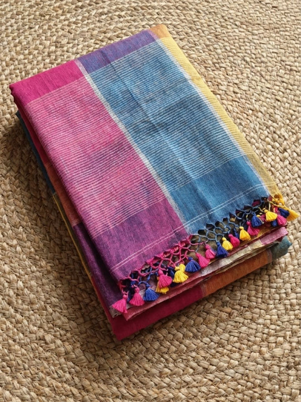 Indiehaat | Pure Linen Handloom Saree 