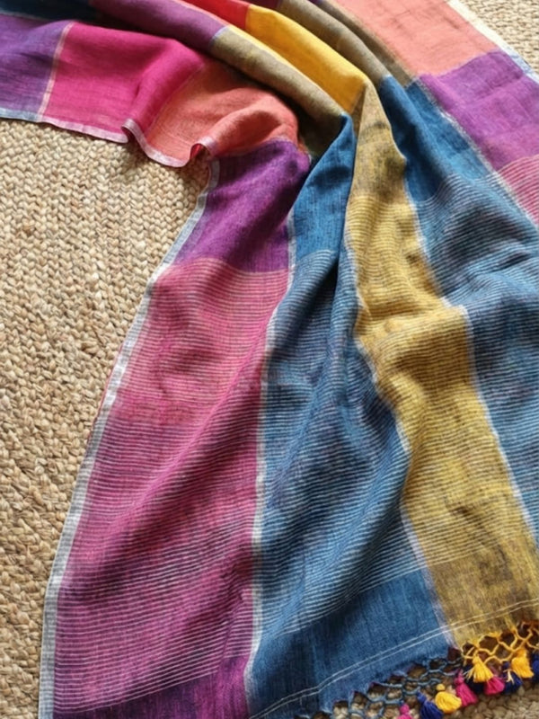 Indiehaat | Pure Linen Handloom Saree 