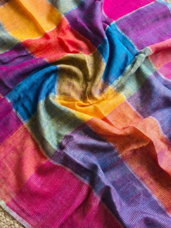 Indiehaat | Pure Linen Handloom Saree 