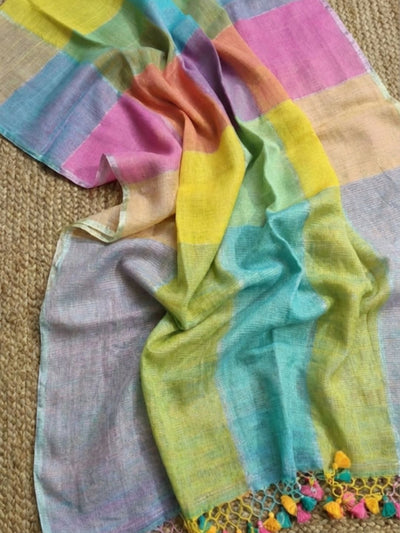 Indiehaat | Pure Linen Handloom Saree 