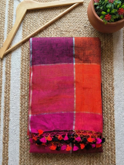 Indiehaat | Pure Linen Handloom Saree 