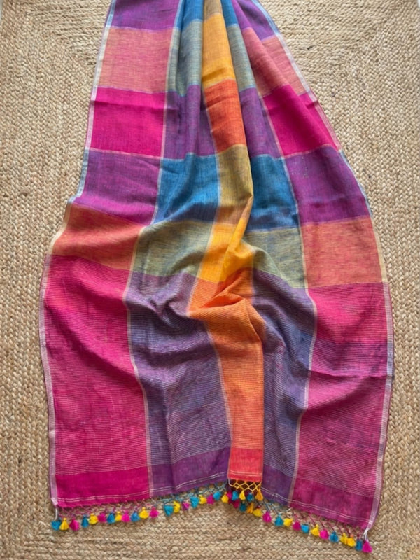 Indiehaat | Pure Linen Handloom Saree 