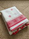 Indiehaat | Pure Linen Jamdani Saree White