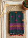 Indiehaat | Pure Linen Jamdani Saree Green