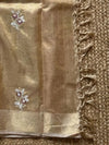 Indiehaat | Kota Doria Semi Silk Embroidery Saree Gold