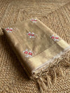 Indiehaat | Kota Doria Semi Silk Embroidery Saree Gold