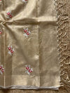 Indiehaat | Kota Doria Semi Silk Embroidery Saree Gold