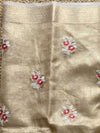 Indiehaat | Kota Doria Semi Silk Embroidery Saree Gold
