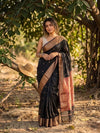 Handloom Maheshwari Silk Saree Black | Indiehaat