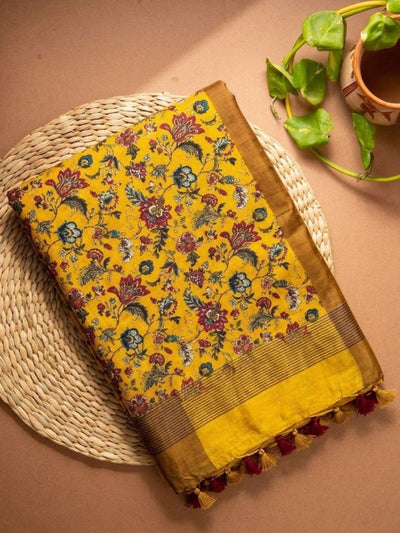Sunlit Yellow Modal Silk Hand Block Print Saree