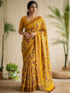 Indiehaat | Blockprint Modal Silk Saree Yellow