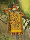 Indiehaat | Blockprint Modal Silk Saree Yellow