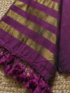 Indiehaat | Pure Cotton Zari Anchal Saree Purple
