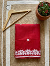 Indiehaat | Noil Kota Cotton Embroidery Saree Red