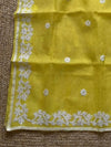 Indiehaat | Noil Kota Cotton Embroidery Saree Yellow