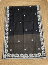 Indiehaat | Noil Kota Cotton Embroidery Saree Black