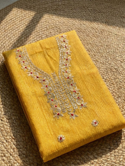 Indiehaat | Kota Cotton Gota Patti Suit Material Yellow