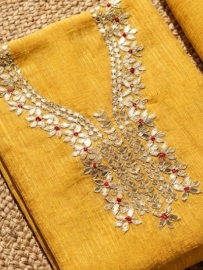 Indiehaat | Kota Cotton Gota Patti Suit Material Yellow