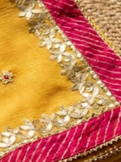 Indiehaat | Kota Cotton Gota Patti Suit Material Yellow