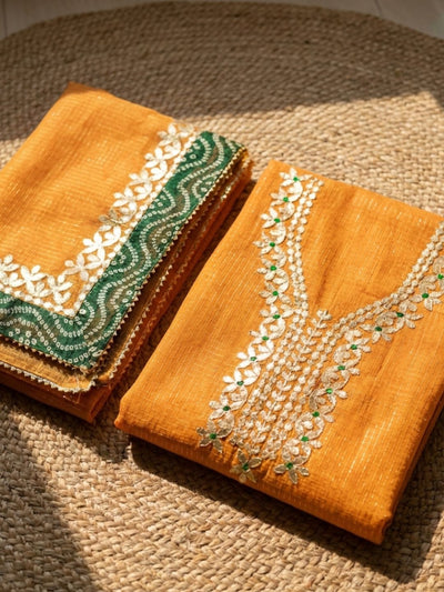 Tanturekha Kota Cotton Suit Material (T+D) Dark Yellow
