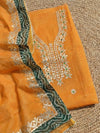 Indiehaat | Kota Cotton Gota Patti Suit Material Yellow