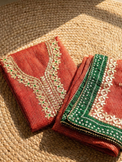 Tanturekha Kota Cotton Suit Material (T+D) Brick Red