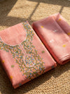 Indiehaat | Kota Cotton Embroidery Suit Material Peach