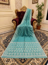 Indiehaat | Silk Linen Zari Weaving Saree Green