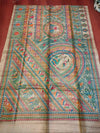 Indiehaat | Ghicha Tussar Madhubani Silk Saree Beige