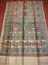 Indiehaat | Ghicha Tussar Madhubani Silk Saree Beige