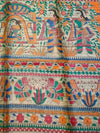 Indiehaat | Ghicha Tussar Madhubani Silk Saree Beige