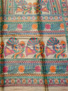 Indiehaat | Ghicha Tussar Madhubani Silk Saree Beige