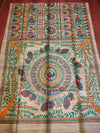Indiehaat | Ghicha Tussar Madhubani Silk Saree Beige