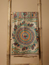 Indiehaat | Ghicha Tussar Madhubani Silk Saree Beige