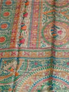 Indiehaat | Ghicha Tussar Madhubani Silk Saree Beige