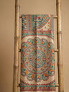 Indiehaat | Ghicha Tussar Madhubani Silk Saree Beige