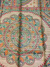 Indiehaat | Ghicha Tussar Madhubani Silk Saree Beige