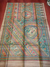 Indiehaat | Ghicha Tussar Madhubani Silk Saree Beige
