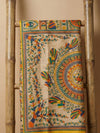 Indiehaat | Ghicha Tussar Madhubani Silk Saree Beige