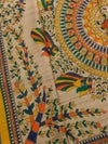 Indiehaat | Ghicha Tussar Madhubani Silk Saree Beige