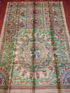 Indiehaat | Ghicha Tussar Madhubani Silk Saree Beige