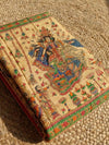 Indiehaat | Ghicha Tussar Madhubani Silk Saree Beige