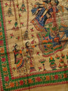 Indiehaat | Ghicha Tussar Madhubani Silk Saree Beige
