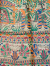 Indiehaat | Ghicha Tussar Madhubani Silk Saree Beige