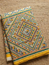 Indiehaat | Ghicha Tussar Madhubani Silk Saree Beige