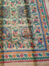 Indiehaat | Ghicha Tussar Madhubani Silk Saree Beige